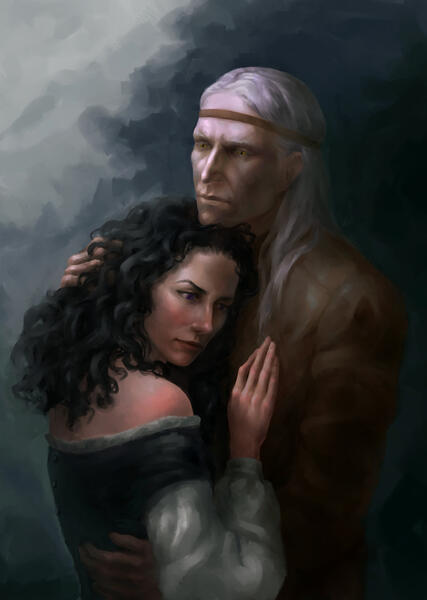 Geralt and Yennefer, inspired by the Witcher books