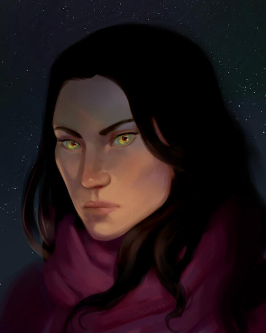 Woman with green eyes portrait